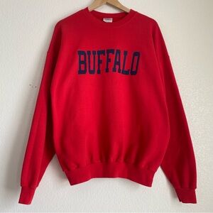 Vintage Buffalo spellout crewneck sweater, red, XL